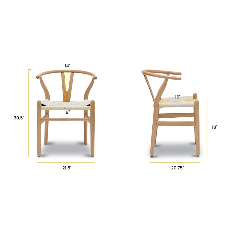 Chaises en tissu tressé - Structure en bois massif (Lot de 2)