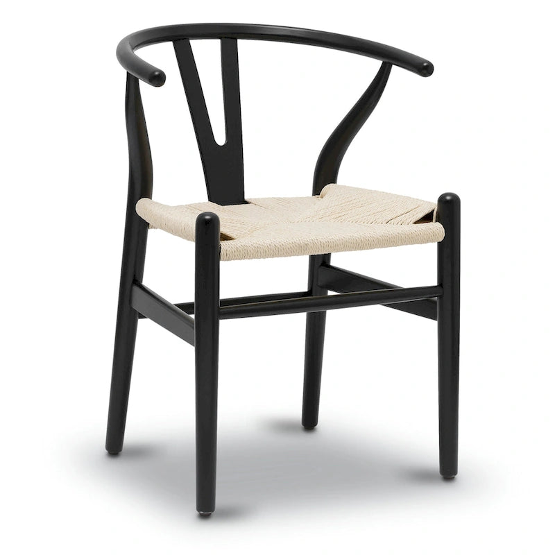 Chaises en tissu tressé - Structure en bois massif (Lot de 2)