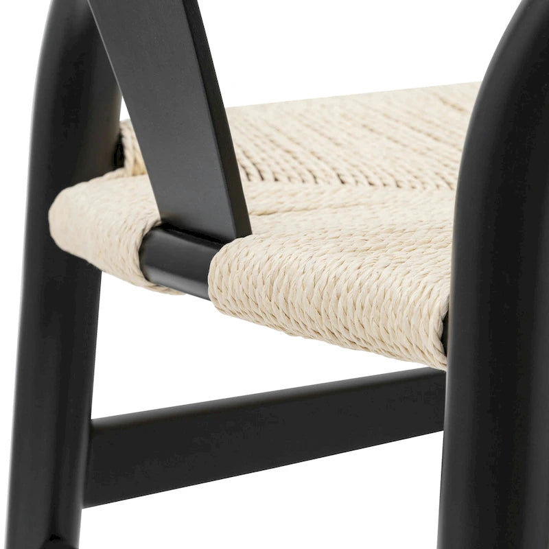 Chaises en tissu tressé - Structure en bois massif (Lot de 2)