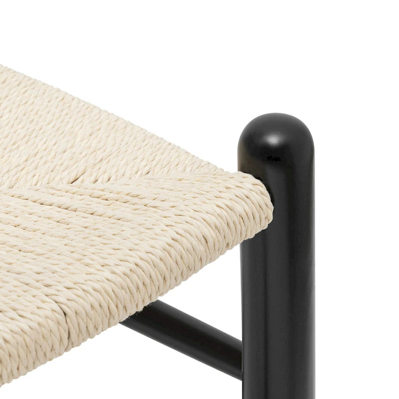 Chaises en tissu tressé - Structure en bois massif (Lot de 2)