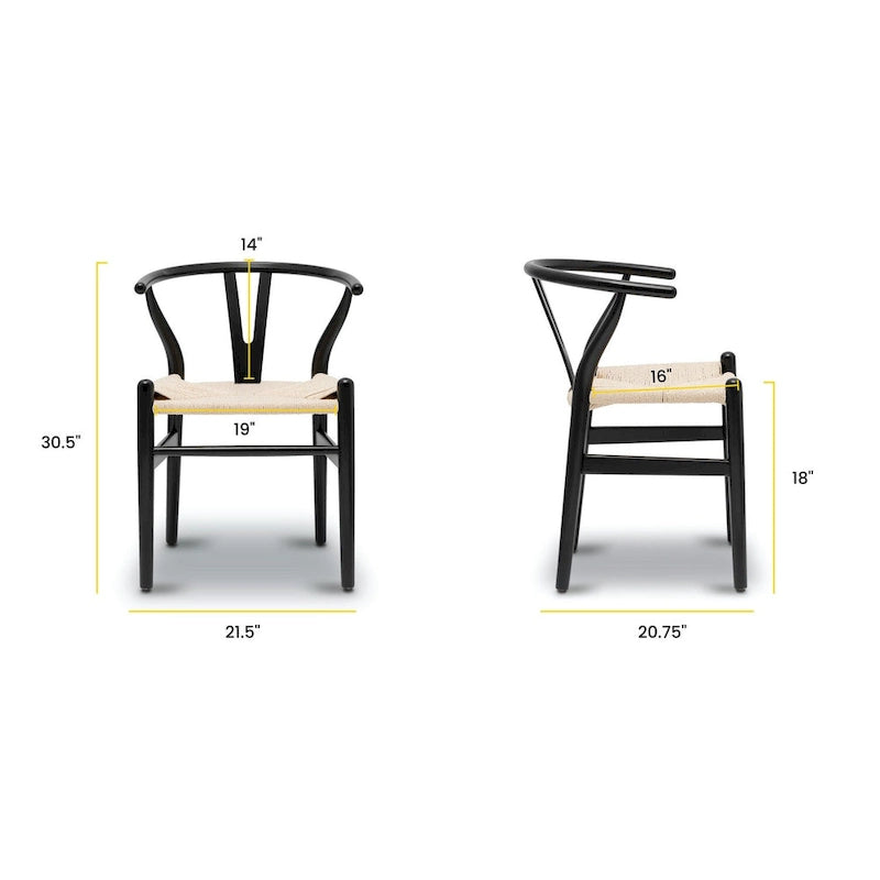 Chaises en tissu tressé - Structure en bois massif (Lot de 2)