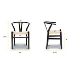 Chaises en tissu tressé - Structure en bois massif (Lot de 2)