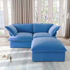 Canapés modulaires sectionnels, causeuse en velours de 82,66 po avec ottoman
