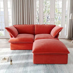 Canapés modulaires sectionnels, causeuse en velours de 82,66 po avec ottoman
