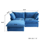 Canapés modulaires sectionnels, causeuse en velours de 82,66 po avec ottoman